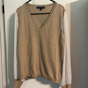 Tommy Hilfiger cream and white sweater/blouse and size XL.